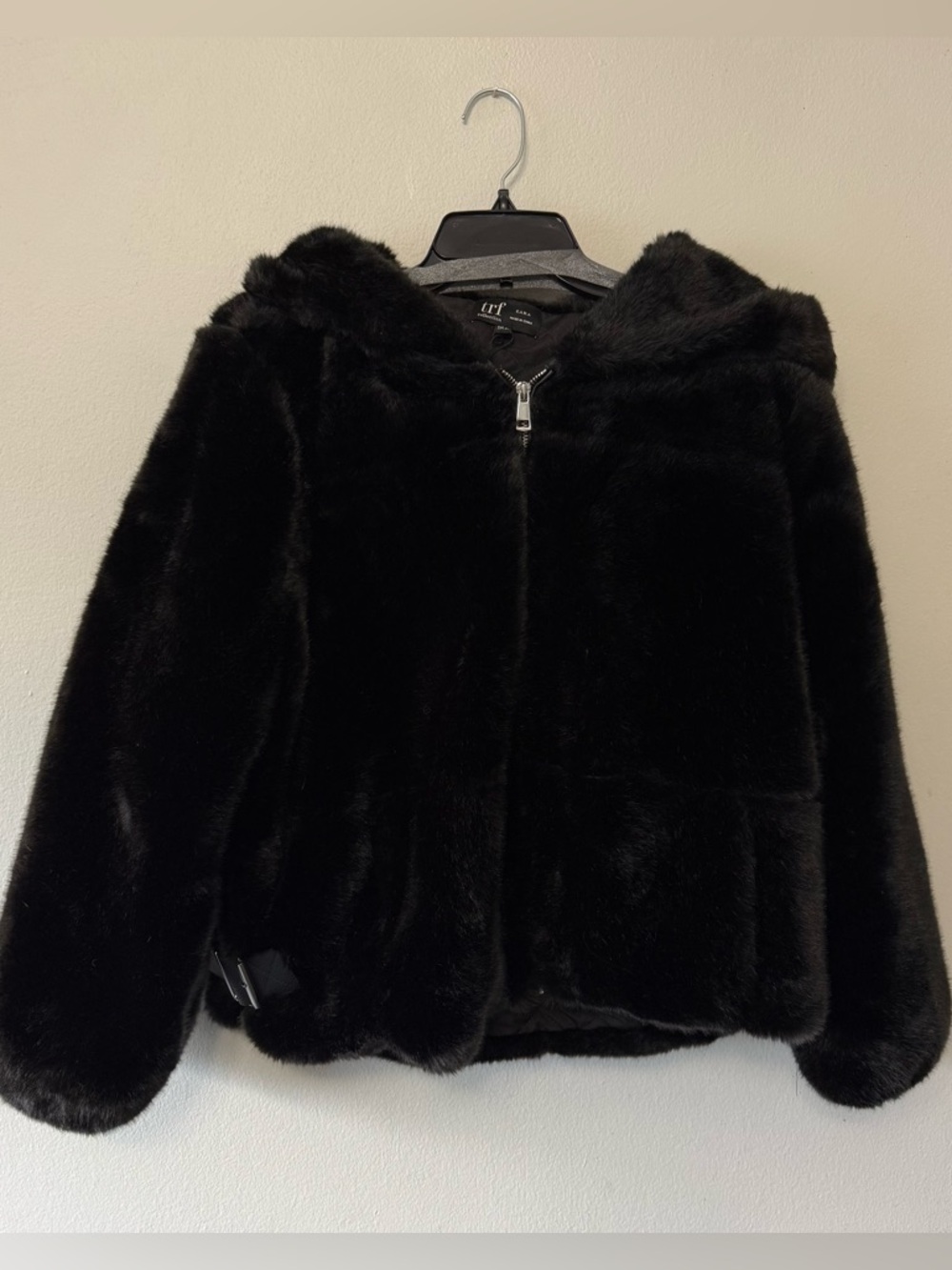 Zara TRF Faux Fur Hooded Jacket